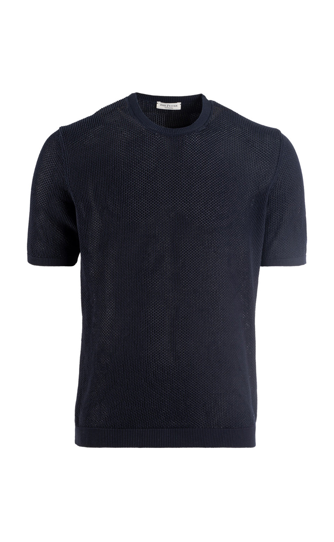 Short-sleeved pure cotton sweater in a modern crochet knit