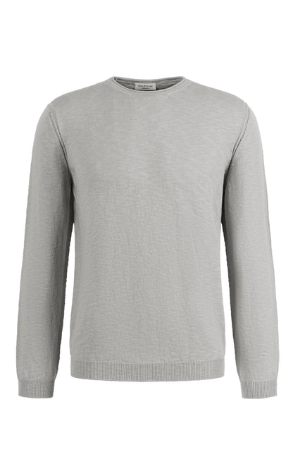 Sweater in soft cotton slub yarn, relaxed fit