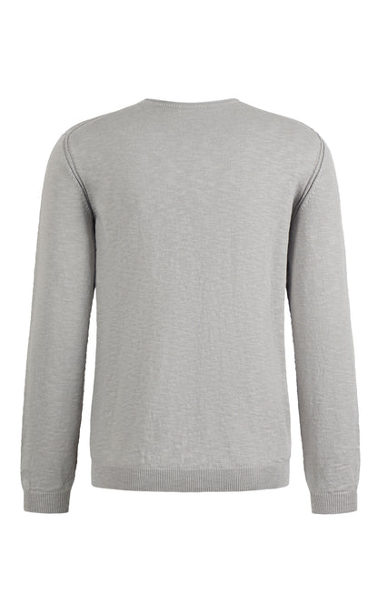 Sweater in soft cotton slub yarn, relaxed fit