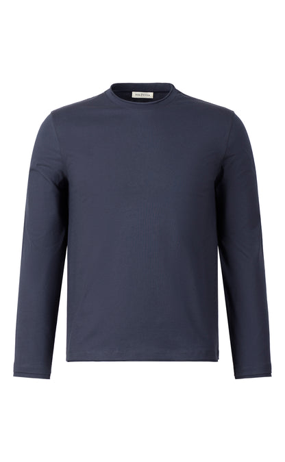 Long-sleeve shirt in the finest Pima cotton jersey, regular fit