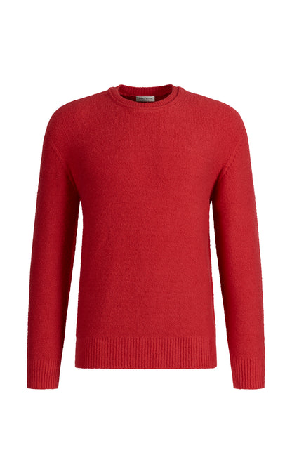 Nahtlos gestrickter Rundhals-Pullover aus hautfreundlicher Winterbaumwolle, relaxed fit
