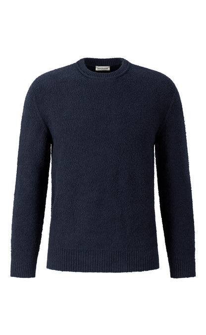 Nahtlos gestrickter Rundhals-Pullover aus hautfreundlicher Winterbaumwolle, relaxed fit