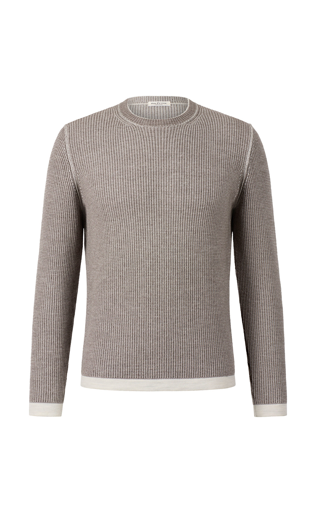 Sporty two-tone sweater in a merino-cotton blend, relaxed fit
