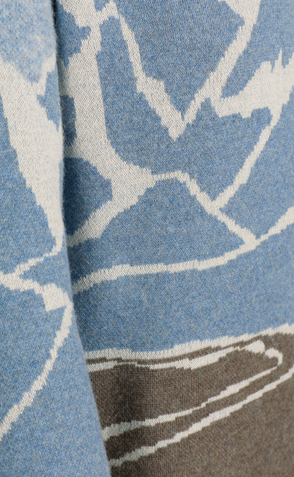 Rundhalspullover mit Alpin-Bergmotiv, modern fit