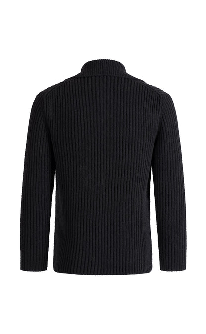 Overshirt made of lightweight Merino bouclé yarn with a ribbed structure, relaxed fit