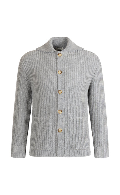Overshirt made of lightweight Merino bouclé yarn with a ribbed structure, relaxed fit