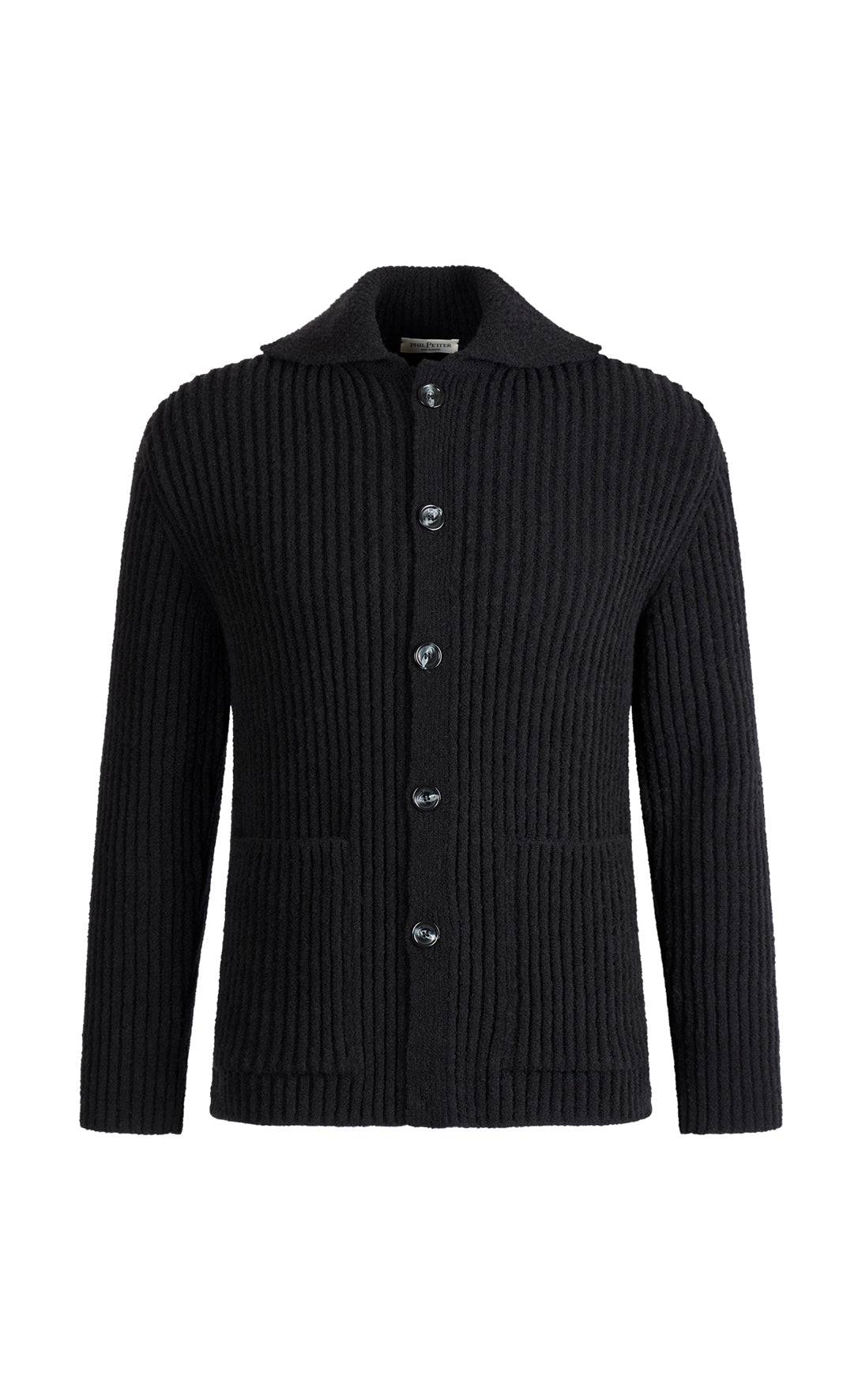 Overshirt made of lightweight Merino bouclé yarn with a ribbed structure, relaxed fit