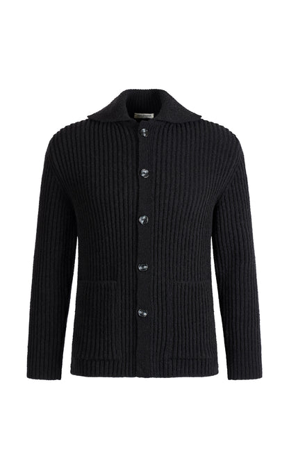 Overshirt made of lightweight Merino bouclé yarn with a ribbed structure, relaxed fit
