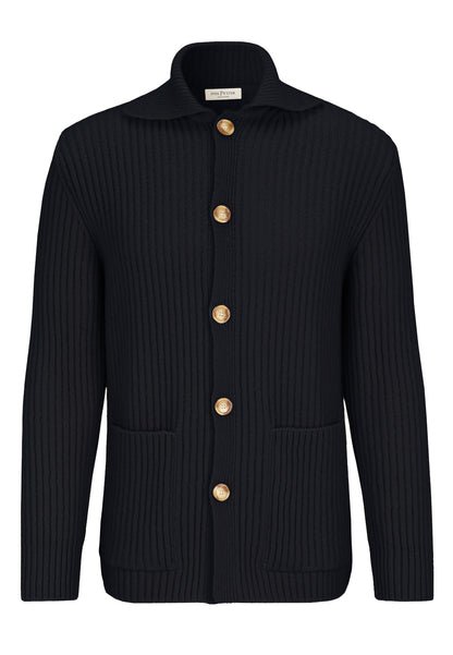 Overshirt made of lightweight Merino bouclé yarn with a ribbed structure, relaxed fit