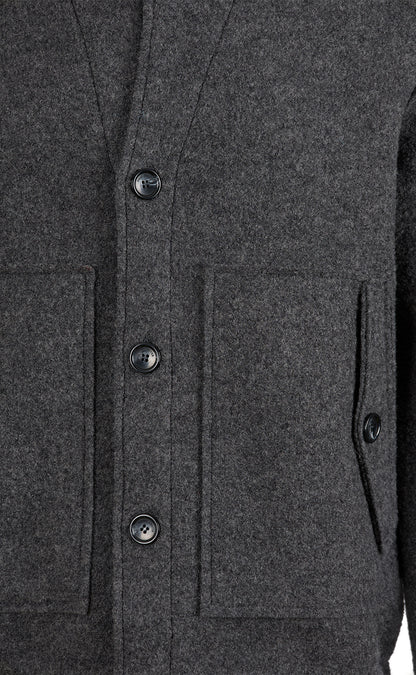 Blouson made of 100% felted merino wool with knitted collar, relaxed fit