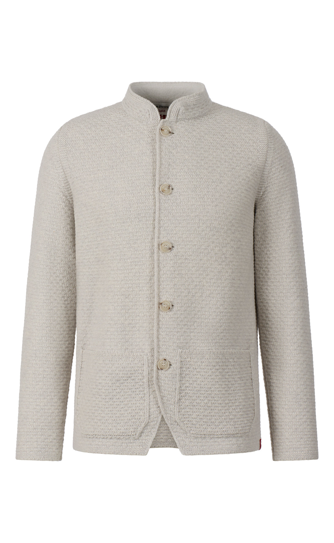 Strickjanker aus Lambswool-Streichgarn mit Stehkragen, relaxed fit