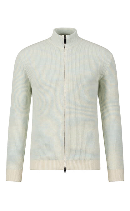 Zip jacket made of cotton bouclé and cooling cotton