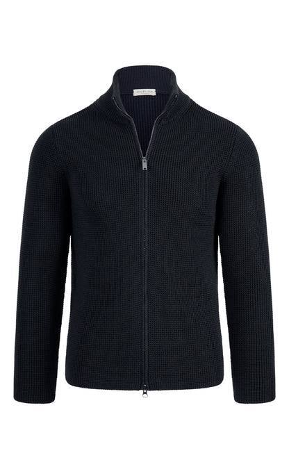 Zip jacket made of &amp;gt;10,000m finest Merino wool, regular fit