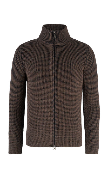 Zip jacket made of &amp;gt;10,000m finest Merino wool, regular fit