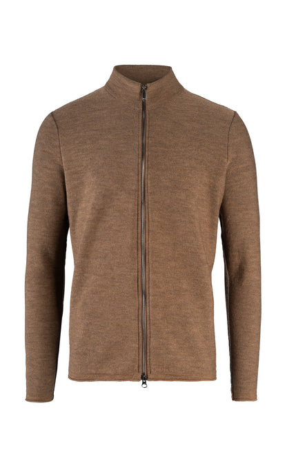 Super soft double-face zip jacket: merino on the outside, cotton on the inside, relaxed fit