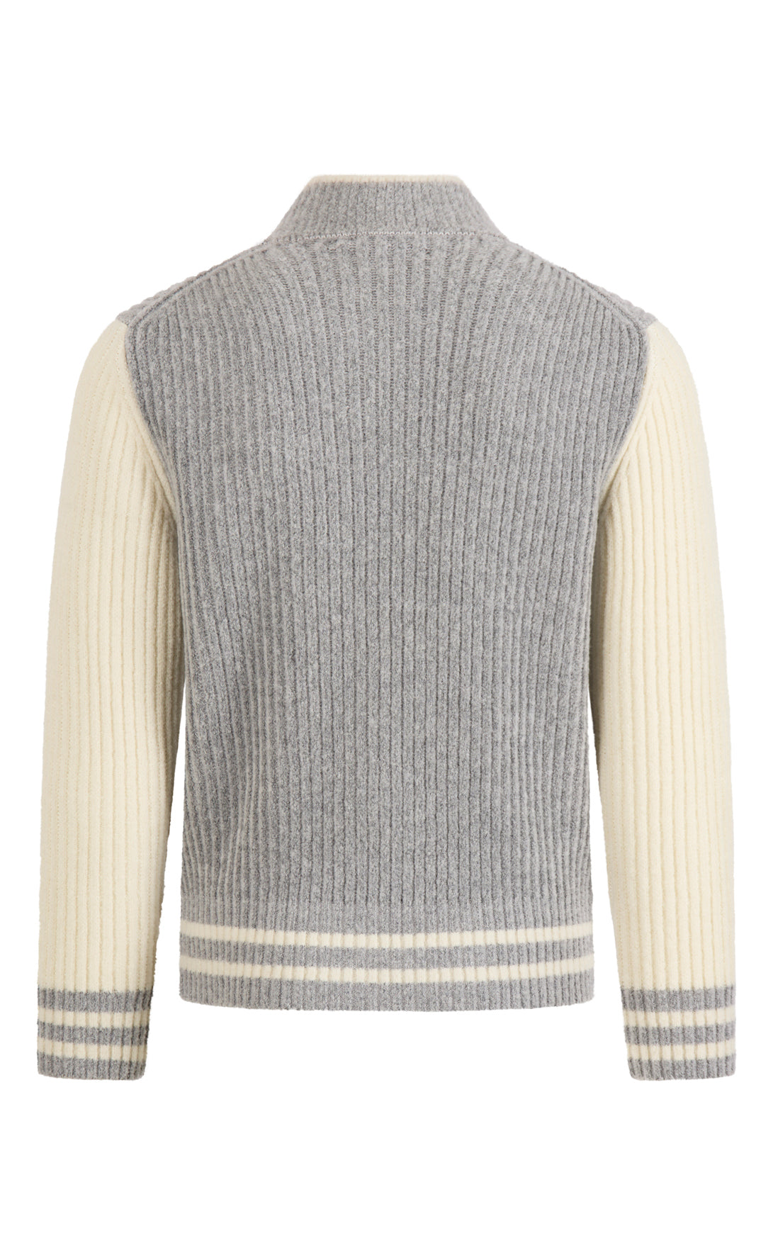 College jacket made of lightweight merino bouclé yarn with a ribbed structure, relaxed fit