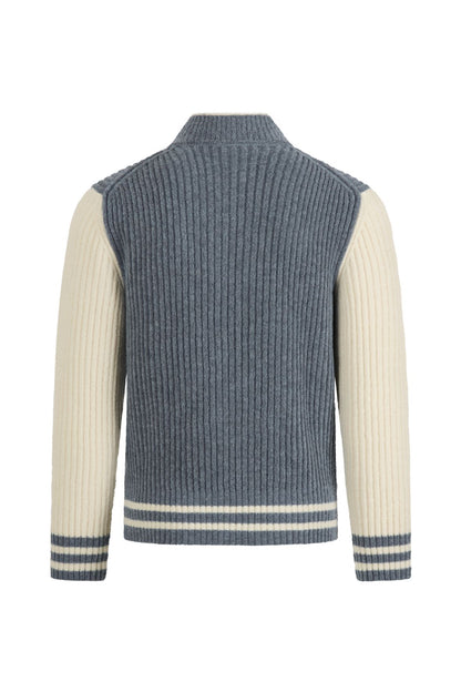 College jacket made of lightweight merino bouclé yarn with a ribbed structure, relaxed fit