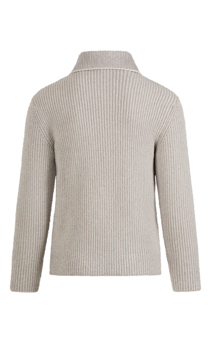 Zip jacket in 2-color pearl-catching structure made of merino wool, relaxed fit