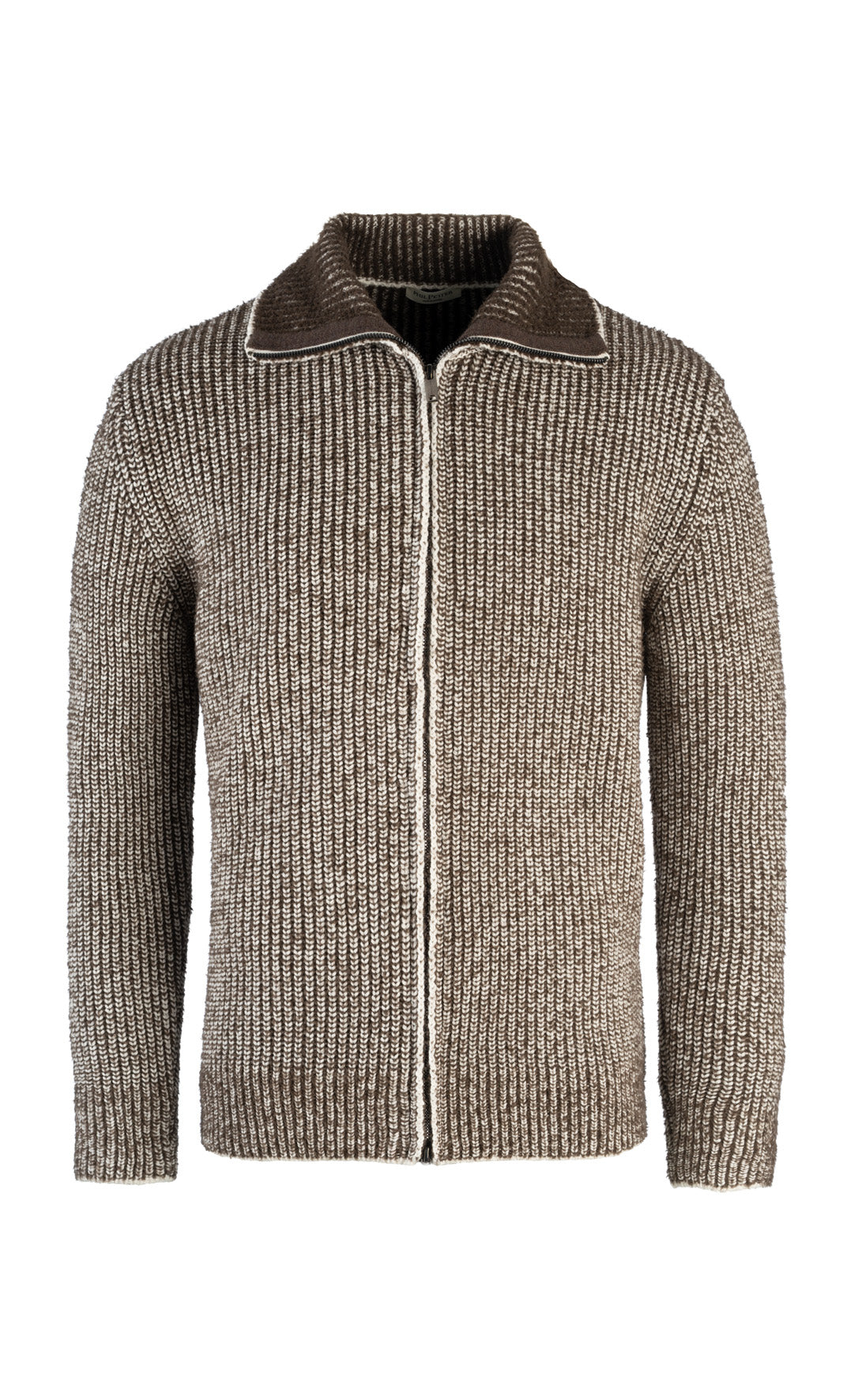 Zip jacket in 2-color pearl-catching structure made of merino wool, relaxed fit