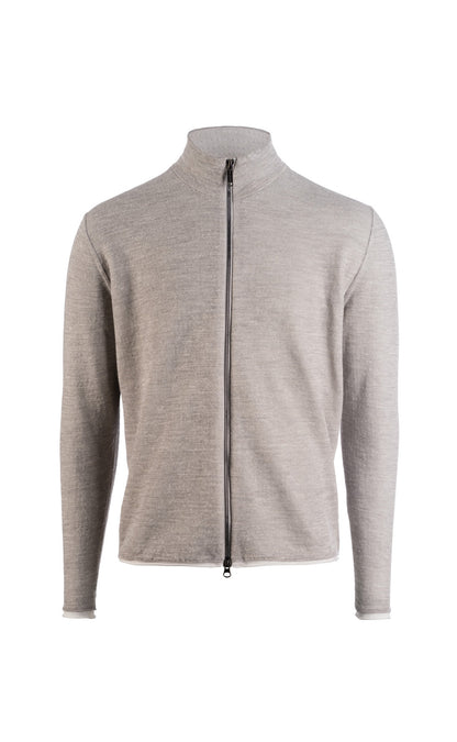 Linen double-faced zip-up jacket, relaxed fit