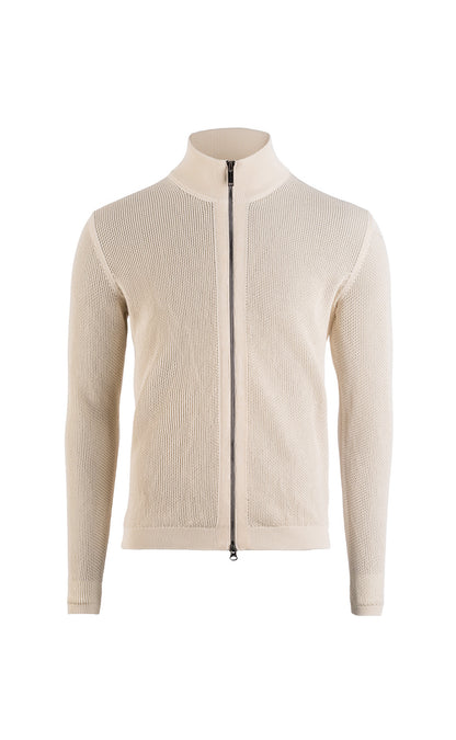 Zippjacke aus reiner Baumwolle im modernen Crochetstrick