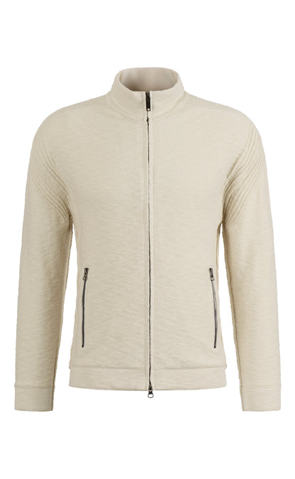 Sporty hybrid zip-up jacket made of soft cotton, relaxed fit