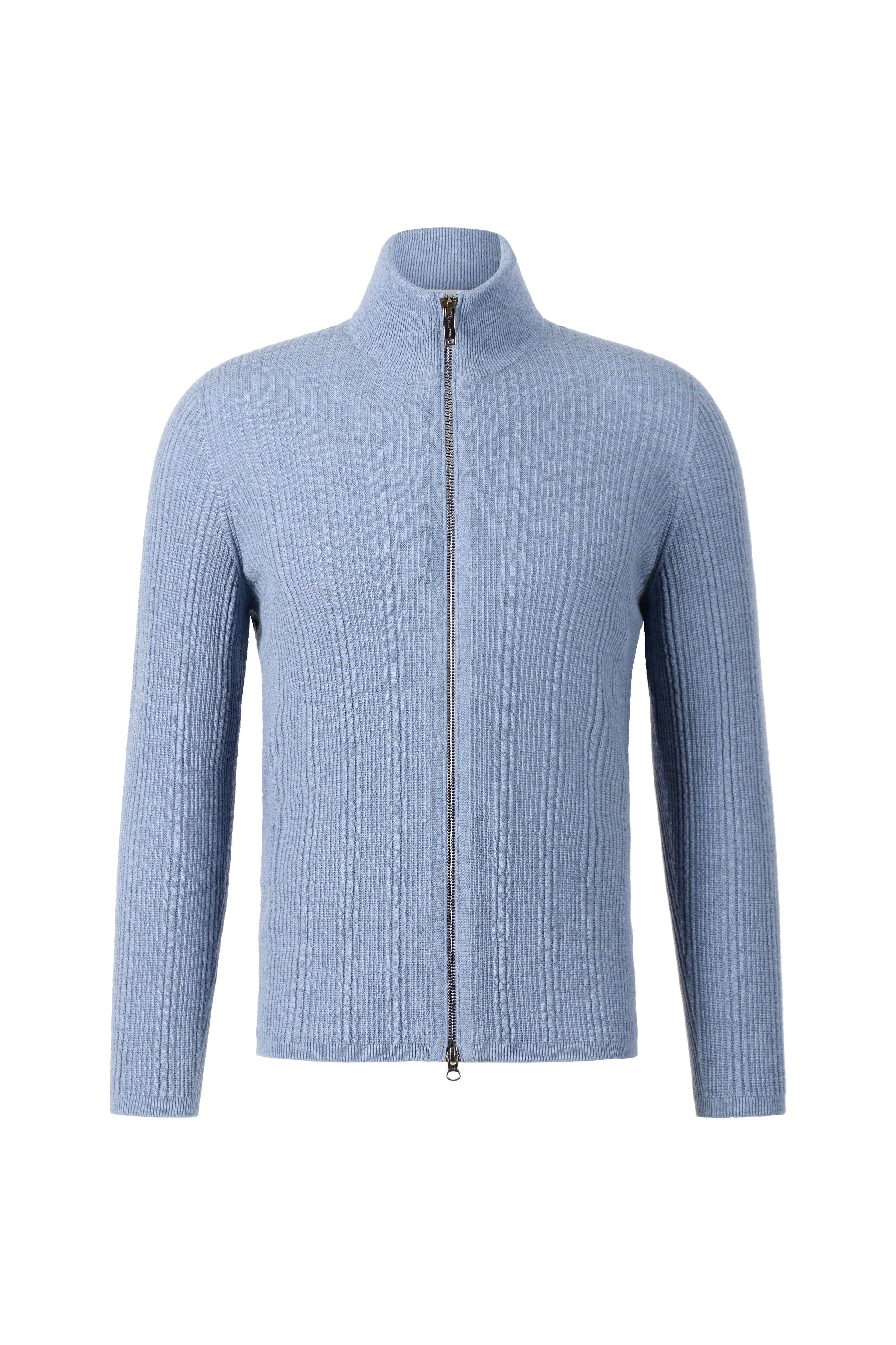 Zippjacke in markanter Rippstruktur, nahtlos gestrickt aus feinster Merinowolle, regular fit