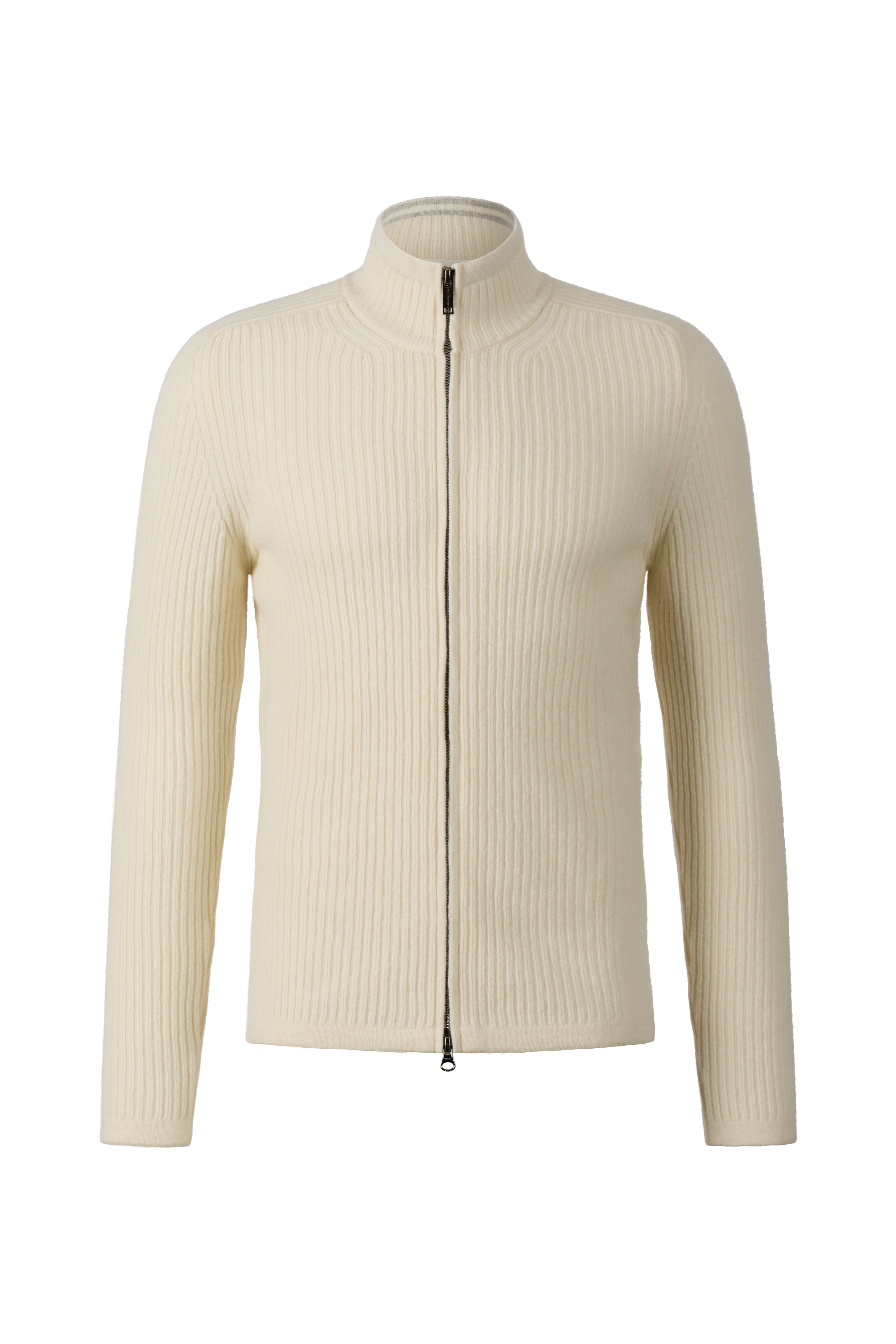 Zippjacke in Rippenstruktur aus superweicher Lambswool, regular fit