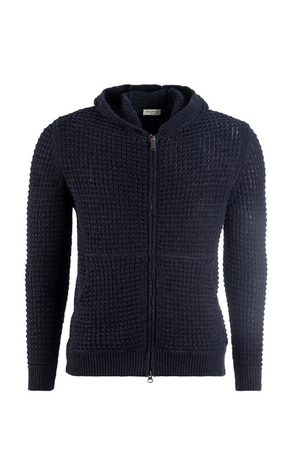 Crochet Hooded Jacket in Pure Cotton