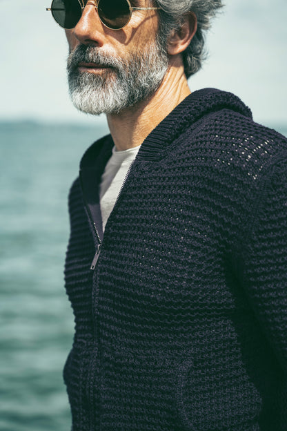Crochet Hooded Jacket in Pure Cotton
