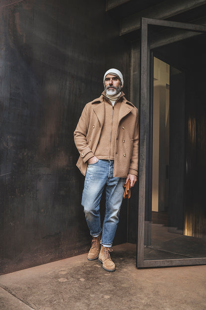 Cabanjacke aus reinem Outdoor-Merino-Wollwalk, relaxed fit