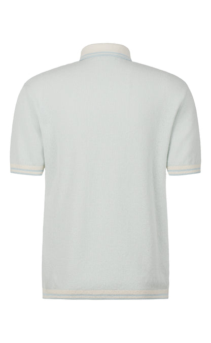 Polo shirt in piqué knit made of cotton bouclé, short sleeve, regular fit