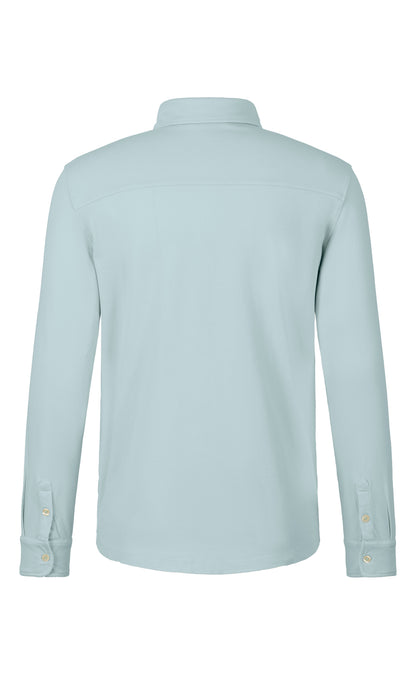Shirt made of soft cotton piqué, long sleeve, regular fit