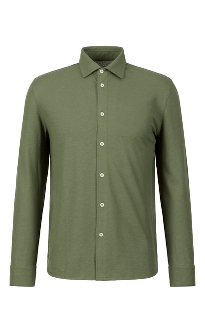 Shirt made of fine cotton crepe jersey, regular fit
