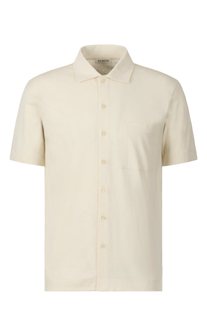 Short-sleeved shirt made from cooling cotton-linen blend, relaxed fit