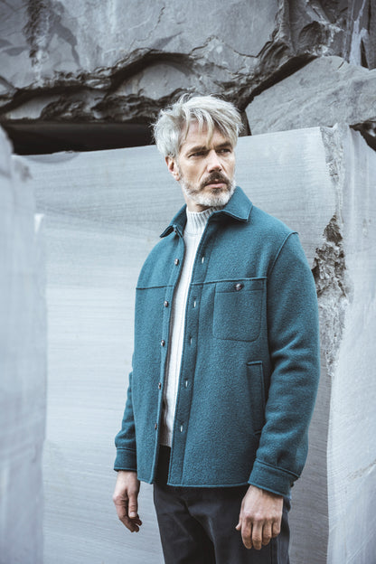 Outdoor-Overshirt aus reinem Merino-Wollwalk, relaxed fit