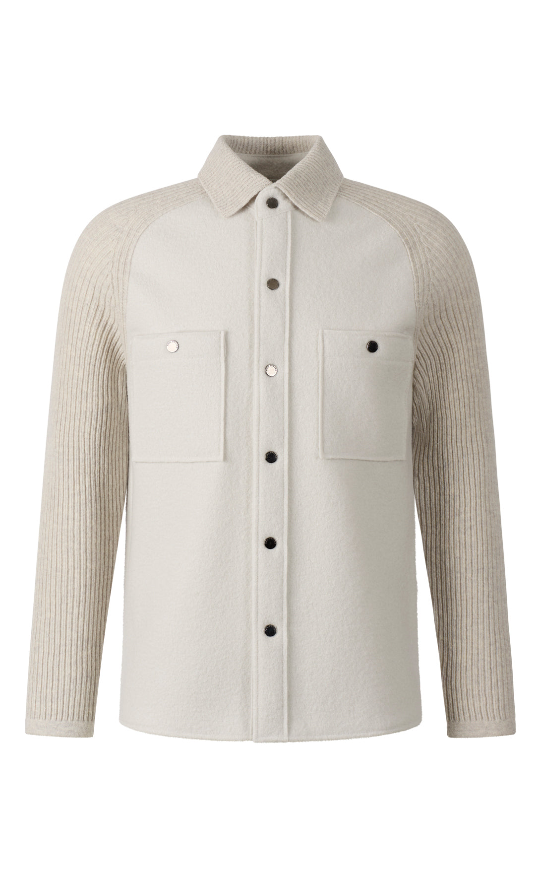 Charakterstarkes Overshirt aus Walk und Rippenstrick, relaxed fit