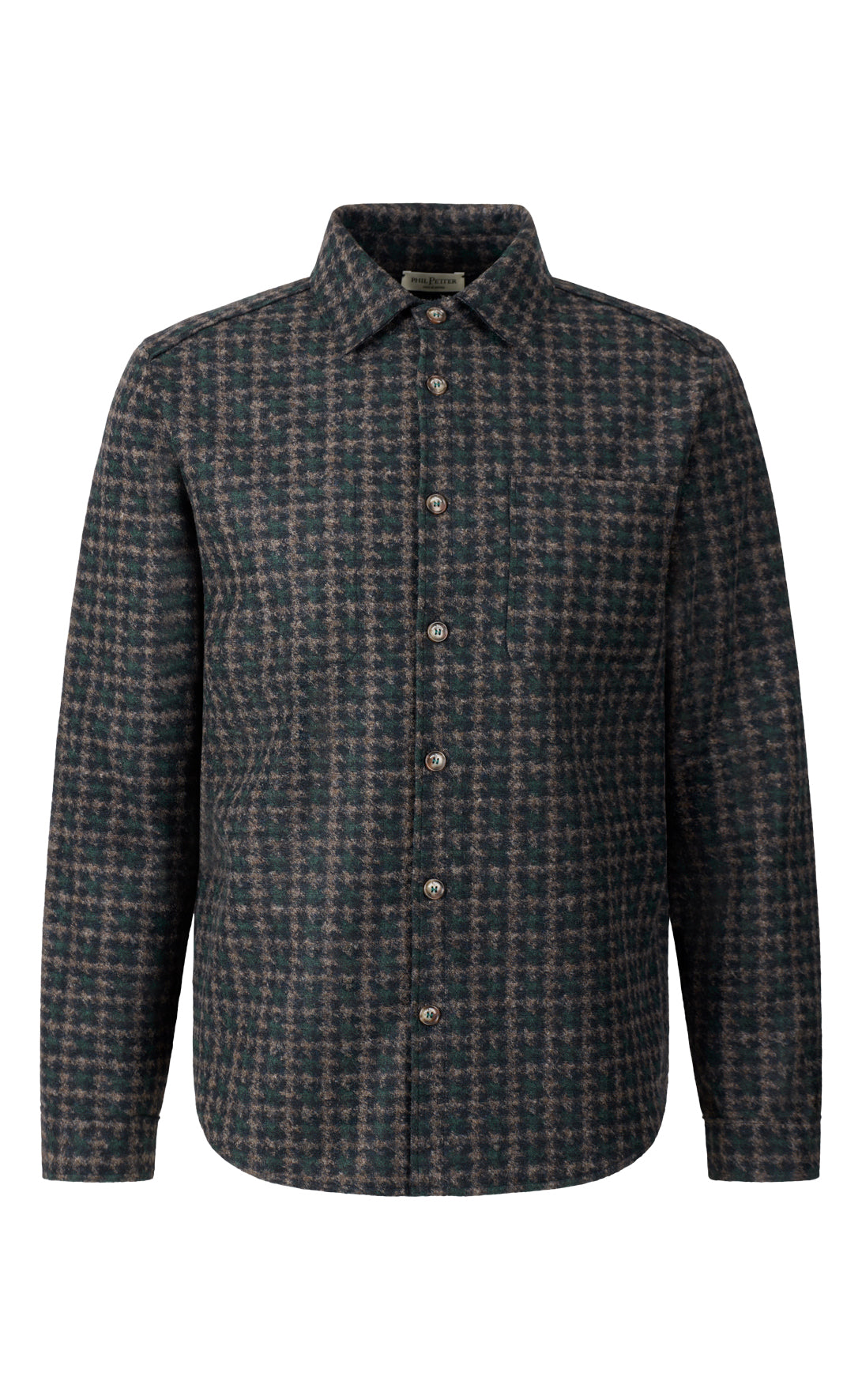 Leichtes Overshirt im Hahnentrittmuster aus Wolle-Baumwolle-Jersey, relaxed fit