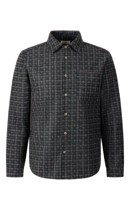 Leichtes Overshirt im Hahnentrittmuster aus Wolle-Baumwolle-Jersey, relaxed fit