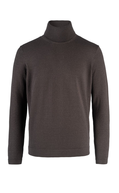Rollkragen-Pullover aus Merinowolle mit Stretchanteil