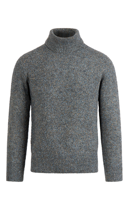 Super soft turtleneck sweater in tweed look, relaxed fit