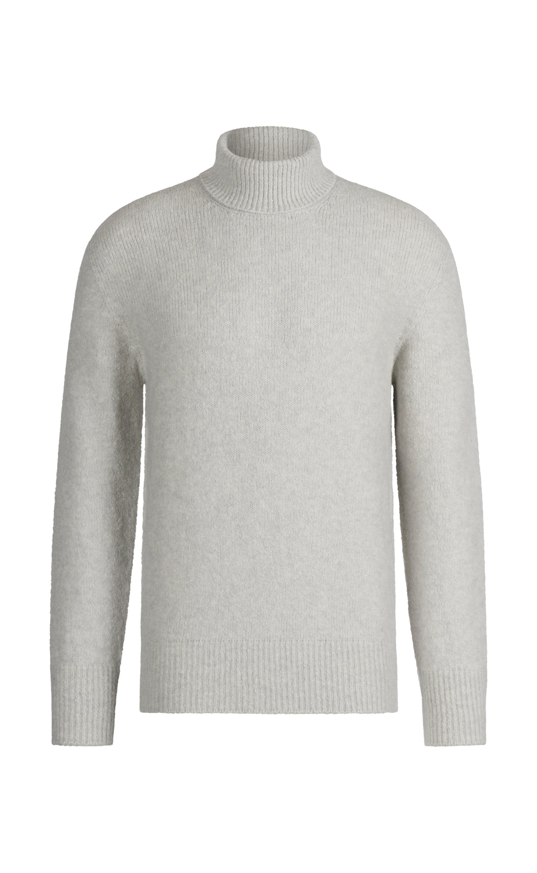 Seamless knitted turtleneck sweater in supersoft tweed yarn, relaxed fit