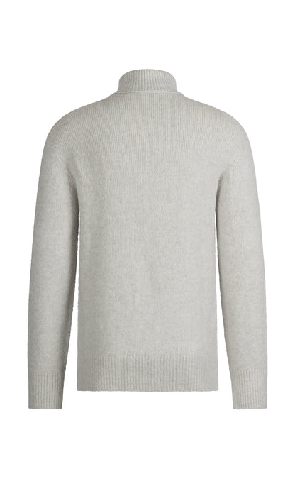 Seamless knitted turtleneck sweater in supersoft tweed yarn, relaxed fit