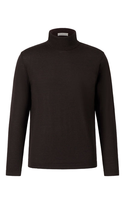 Edel und ultrasoft: Rollkragenpullover aus feinster Merinowolle-Seide-Mischung, regular fit