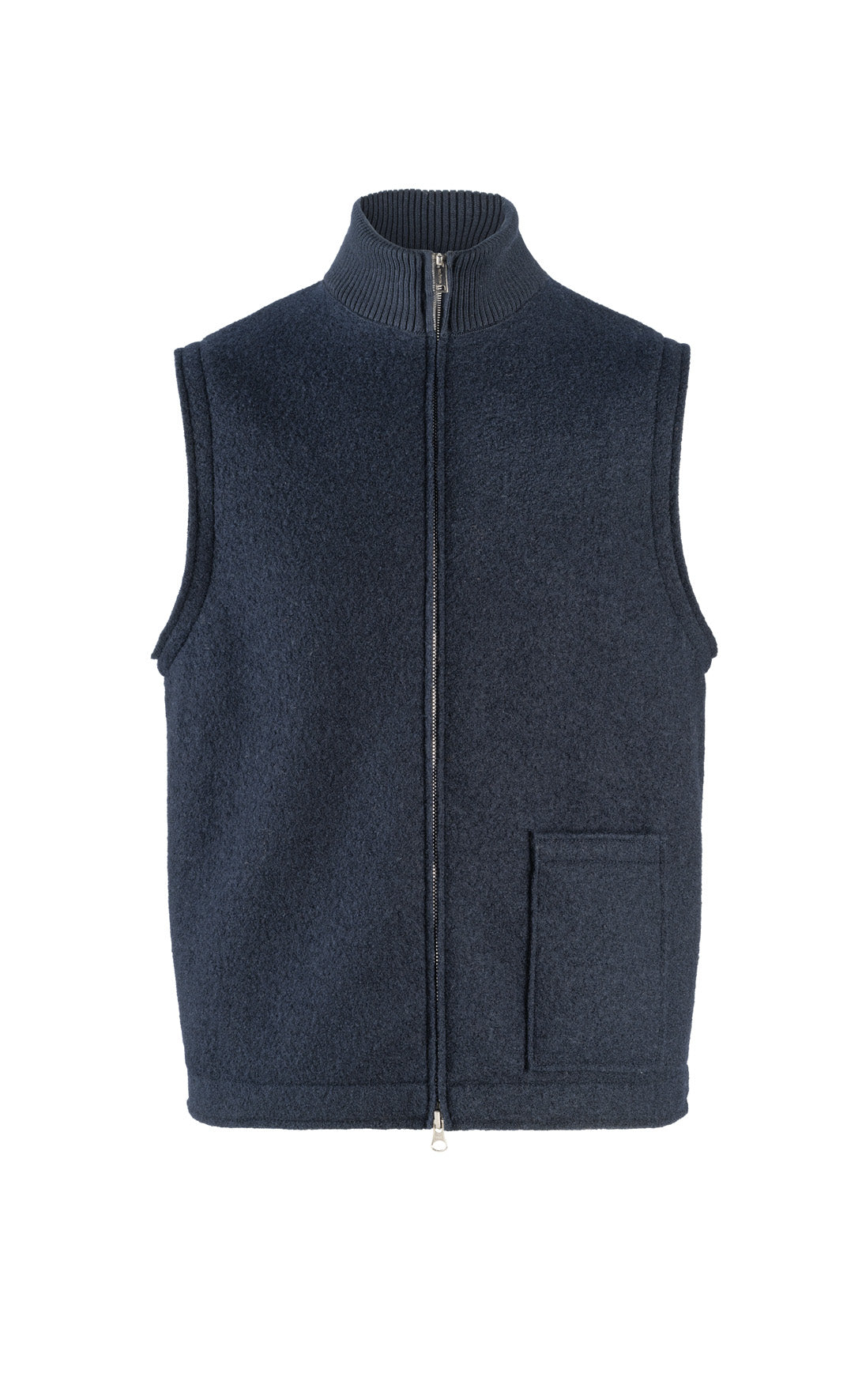 Zip-gilet made of 100% felted merino wool, relaxed fit