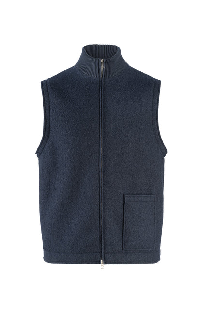 Zippgilet aus 100% gewalkter Merinowolle,  relaxed fit