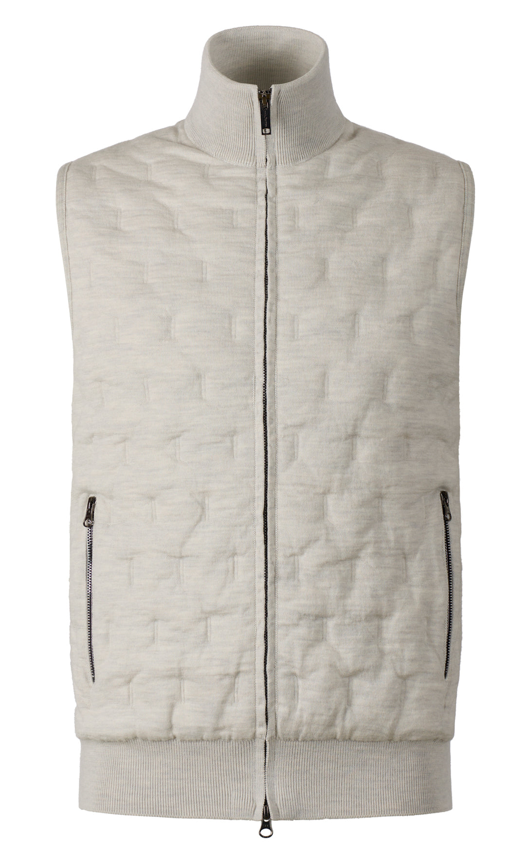 Innovative Zippgilet in Steppoptik aus feinster Merinowolle, relaxed fit