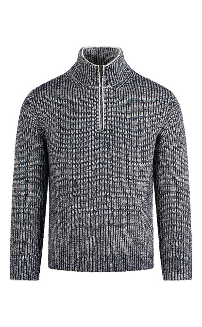 Zipptroyer in 2-color pearl catching structure made of merino wool, relaxed fit