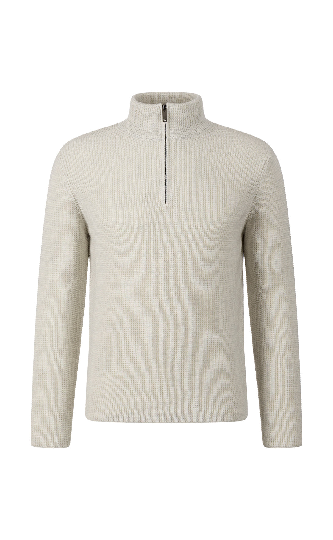 Zip-neck sweater in 10,000-count finest merino wool, regular fit