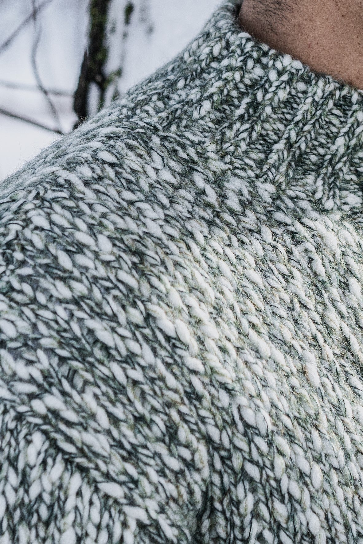 stand-up collar sweater made of Alpaca Mouliné